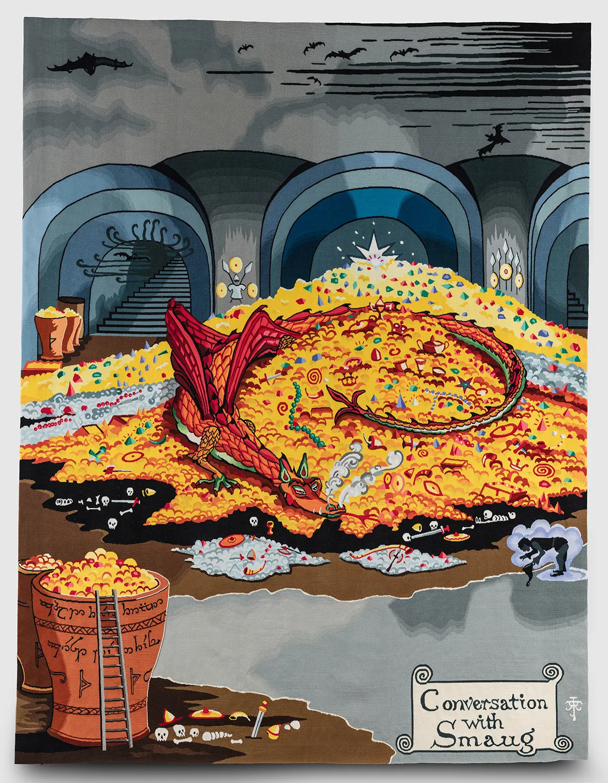 Conversation with Smaug d’après l'œuvre originale de J.R.R. Tolkien, © The Tolkien Estate Limited 1937, tapisserie