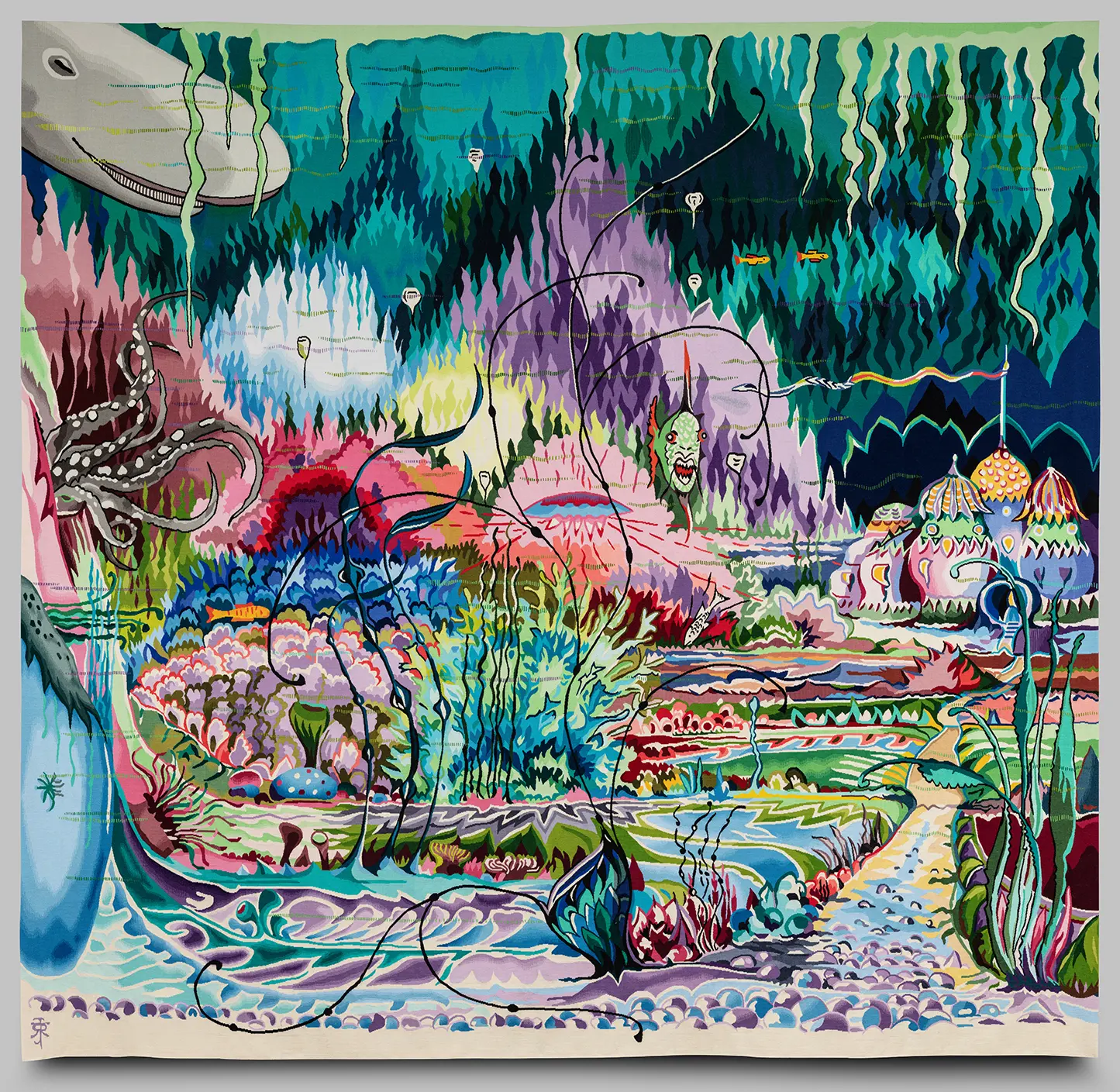 The Gardens of the Merking's palace,  d’après l'œuvre originale de J.R.R. Tolkien, © The Tolkien Trust 1992, tapisserie