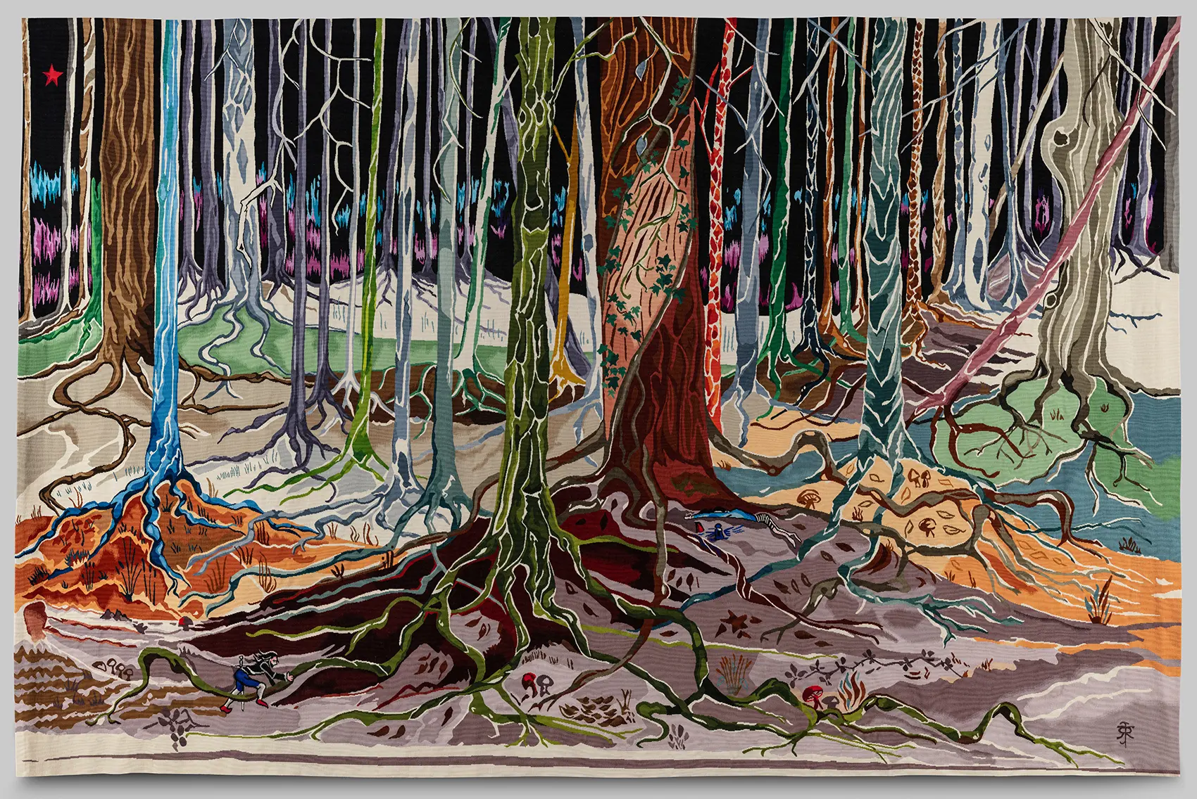 Beleg finds Findling in taur-na-Fuin © The Tolkien Trust 1973, tapisserie
