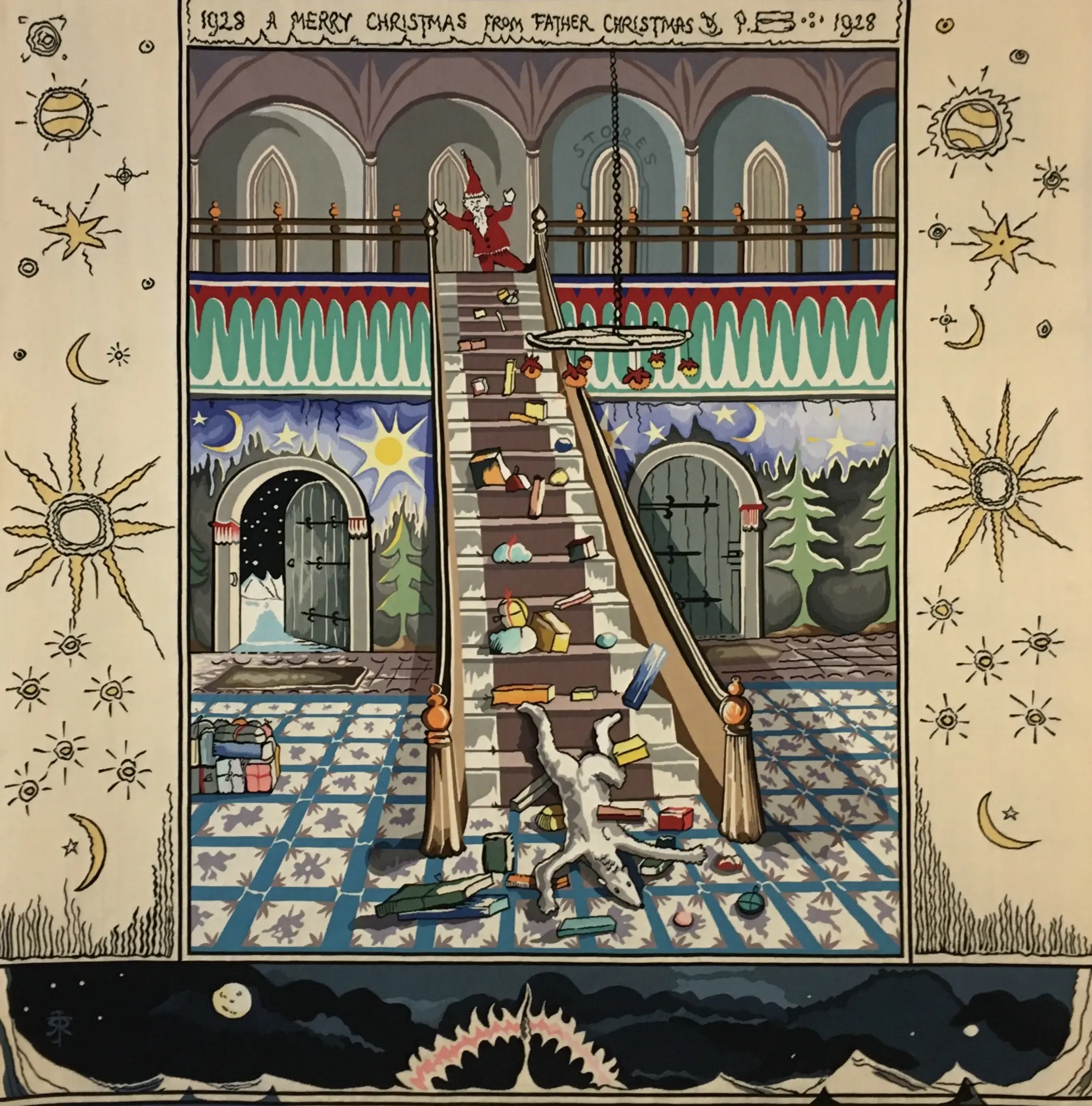 Tapisserie "Christmas 1928".Photo Cité internationale de la tapisserie, Nicolas Roger © 2018 D’après une illustration de J.R.R Tolkien © The Tolkien Estate Ltd