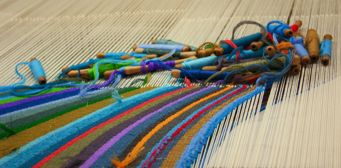 Confluentia, detail of the weaving on the loom at Françoise Vernaudon's workshop, 2014