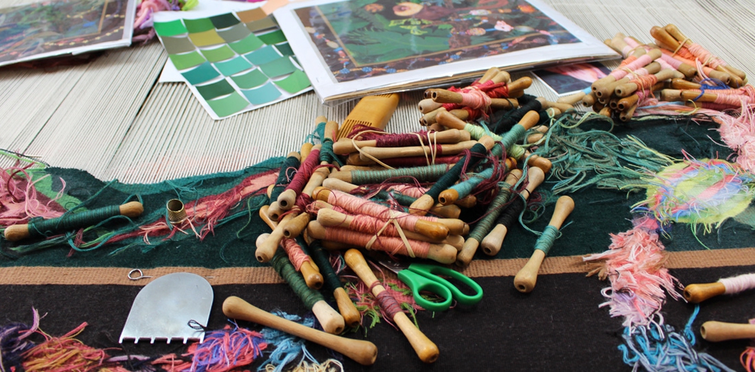 Weaving in progress at the A2 workshop (2015): 